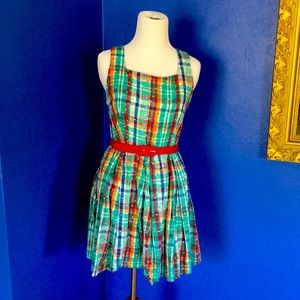 Kling colorful plaid/tartan with sprinkles & hearts cotton dress unique fun 🍩💕